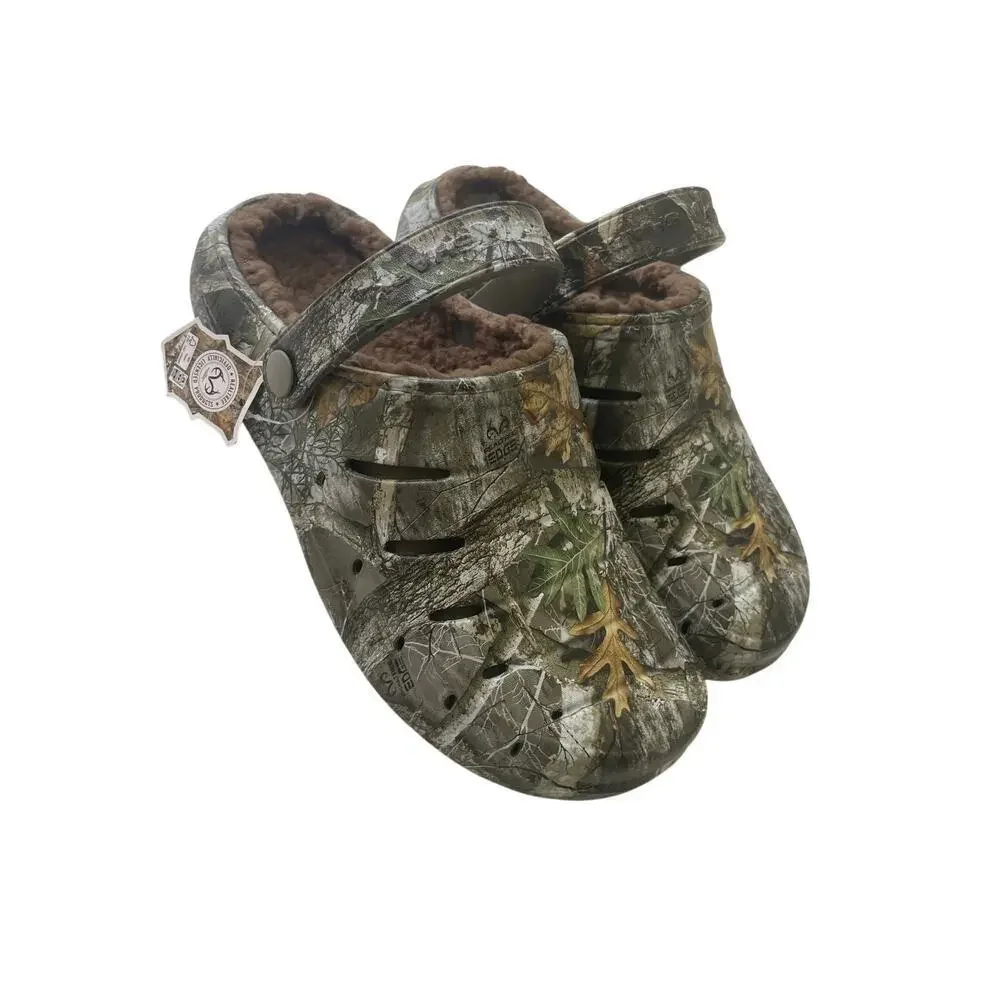 REAL TREE CLOGS SHERPA LINE‎ SHOES CAMOUFLAGE SZ 8 RUGGED SHARK HUNTING ARMY OAK